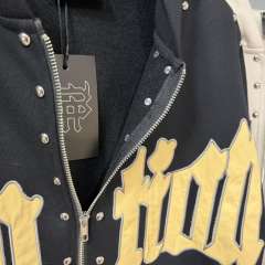 Gothic Letter Patch & Metal Rivets Full Zip Hoodie 2 colors 29107708