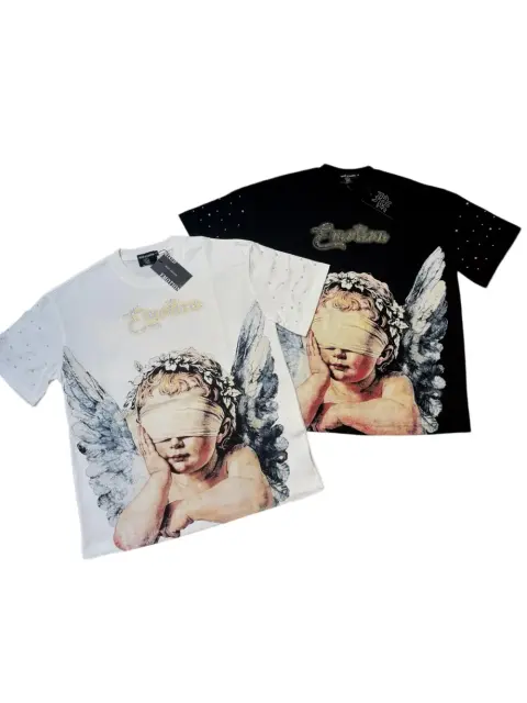 sleeve starry sky rhinestone black and white double-color loose T-shirt 2 colors 29069313