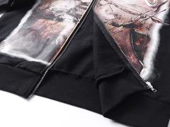 Archery Angel Oil Painting Rhinestone Zipper Print Washed Hoodie 29116529