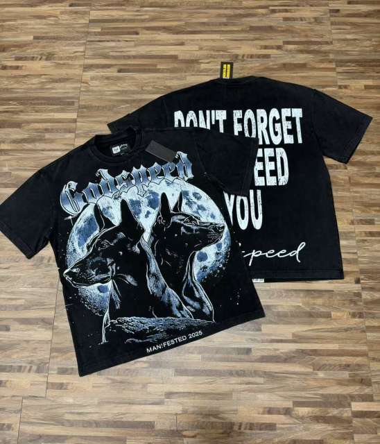 Full Moon Double Doberman Pinscher Logo Vintage Black Short-Sleeve T-Shirt 29053399