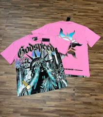 Face-Covering Statue of Liberty Print Washed Tee 2 colors 29098148