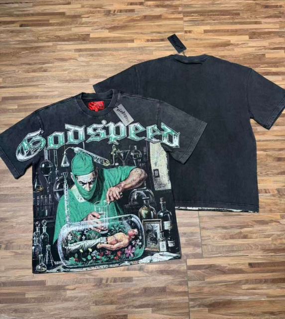 Homunculus In Bottle Experiment Rhinestone Print Washed Tee 29106672