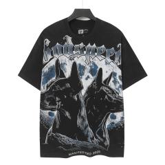 Full Moon Double Doberman Pinscher Logo Vintage Black Short-Sleeve T-Shirt 29053399