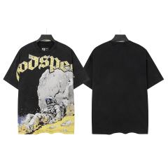 Fallen Skull Astronaut Rhinestone Print Washed Tee 2 colors 29106666