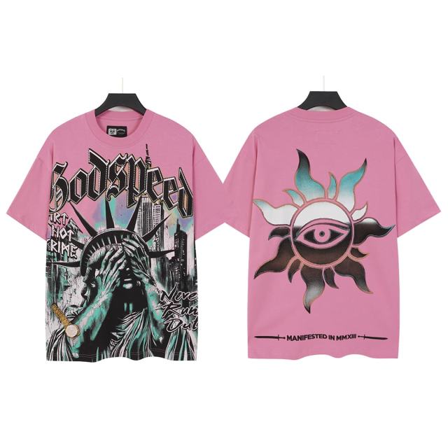Face-Covering Statue of Liberty Print Washed Tee 2 colors 29098148