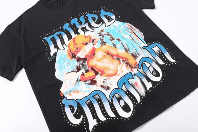 Bandage-blindfolded angel gradient Gothic diamond-studded T-shirt 2 colors 29069184