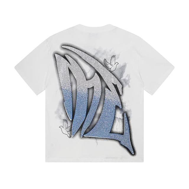 Dove Angel Gradient Rhinestone Print Washed Tee 2 colors 29105639