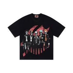 Skeleton Rock Band Electric Guitar Distressed Black Short-Sleeve T-Shirt 29053413