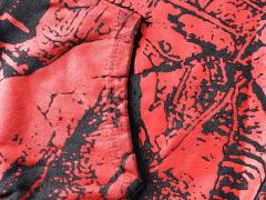 Crack Red Skull Zombie Zipper Print Washed Hoodie 29116526