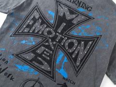 Gray Tone Cross Three Angels Rhinestone Print Washed Tee 29105645