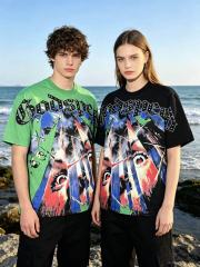 Broken Thorn Caged Eye Rhinestone Print Washed Tee 2 colors 29106668