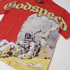 Fallen Skull Astronaut Rhinestone Print Washed Tee 2 colors 29106666