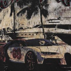 Miami Supercar Yacht Rhinestone Print Washed Tee 2 colors 29106670