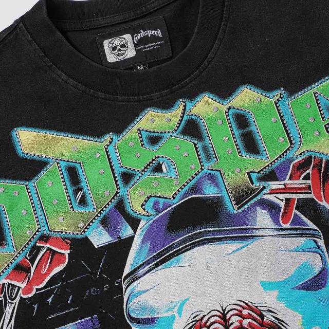 Horror Craniotomy Rhinestone Print Washed Tee 29106669