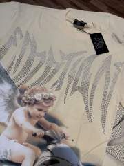Niche motorboat vacation angel diamond-studded large-sized high street T-shirt 2 colors 29069321