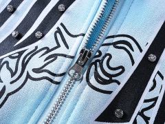 Angel Thorn Gothic Rhinestone Zipper Print Washed Hoodie 2 colors 29116530