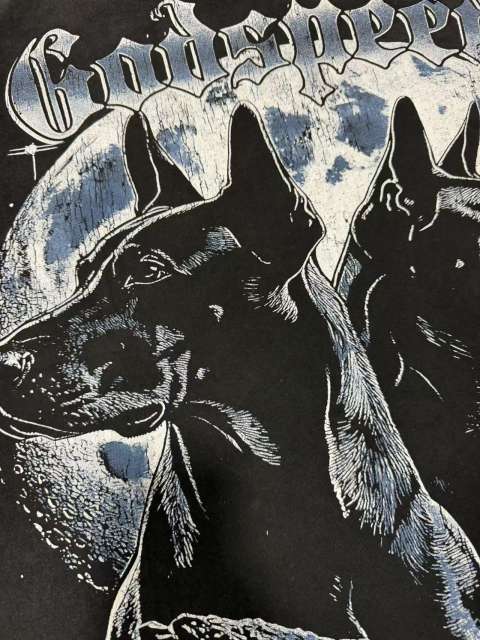 Full Moon Double Doberman Pinscher Logo Vintage Black Short-Sleeve T-Shirt 29053399