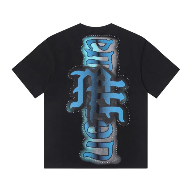Bandage-blindfolded angel gradient Gothic diamond-studded T-shirt 2 colors 29069184