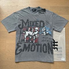 Gray Tone Cross Three Angels Rhinestone Print Washed Tee 29105645