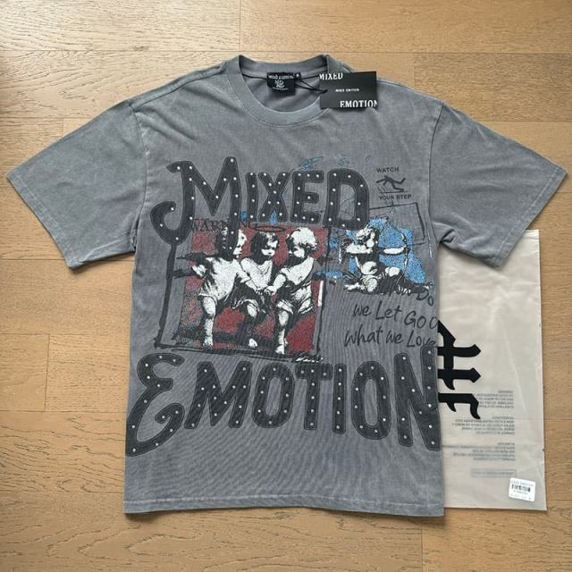 Gray Tone Cross Three Angels Rhinestone Print Washed Tee 29105645