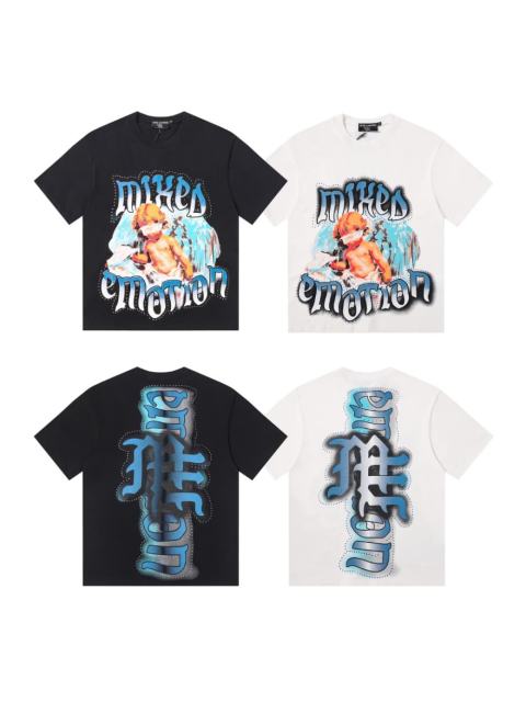 Bandage-blindfolded angel gradient Gothic diamond-studded T-shirt 2 colors 29069184