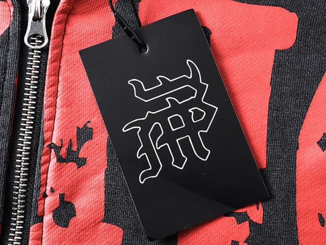 Crack Red Skull Zombie Zipper Print Washed Hoodie 29116526
