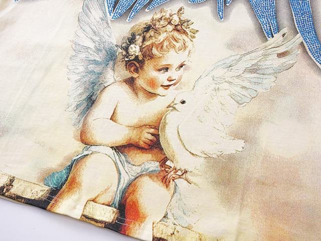Dove Angel Gradient Rhinestone Print Washed Tee 2 colors 29105639
