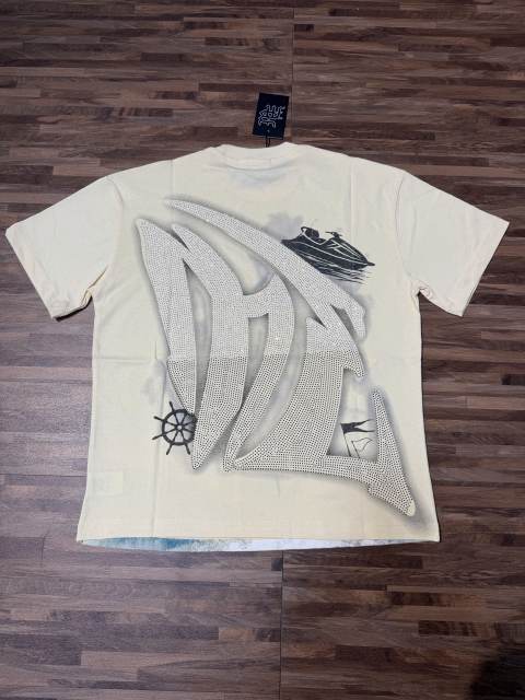 Niche motorboat vacation angel diamond-studded large-sized high street T-shirt 2 colors 29069321