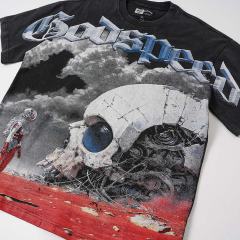 Giant Mechanical Skull Blood Print Washed Tee 29098139
