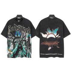 Face-Covering Statue of Liberty Print Washed Tee 2 colors 29098148