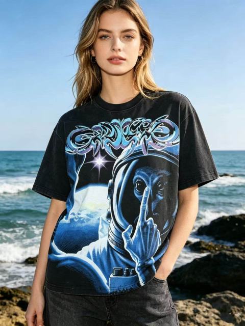 Alien Astronaut Finger Print Washed Tee 2 colors 29098146