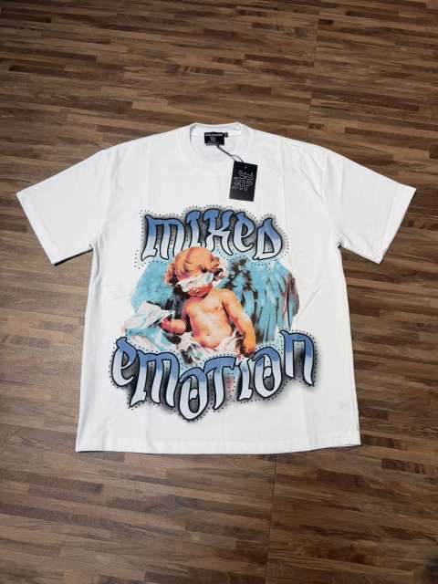 Bandage-blindfolded angel gradient Gothic diamond-studded T-shirt 2 colors 29069184