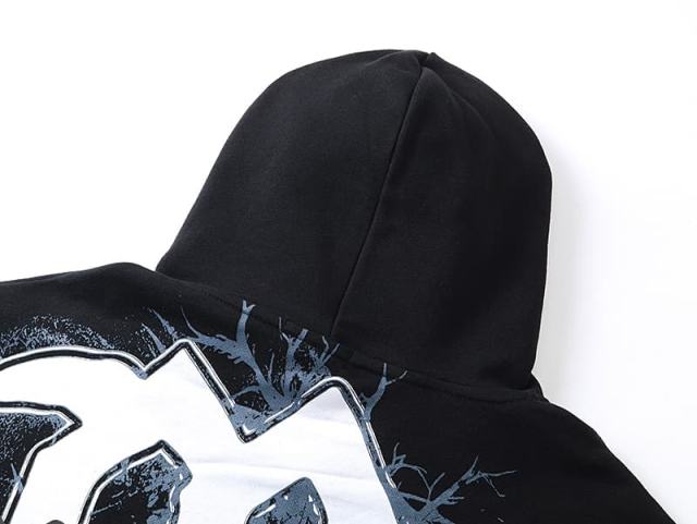 Broken Arm Plaster Angel Statue Print Washed Hoodie 29116522