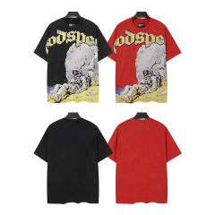 Fallen Skull Astronaut Rhinestone Print Washed Tee 2 colors 29106666