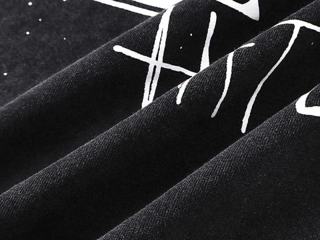 Black And White Graffiti Four Angels Print Washed Tee 29105636