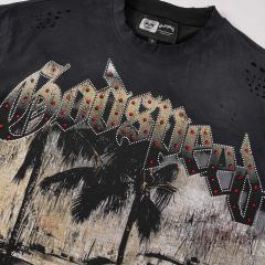 Miami Supercar Yacht Rhinestone Print Washed Tee 2 colors 29106670