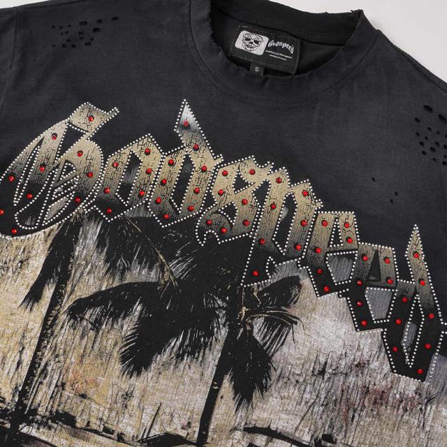 Miami Supercar Yacht Rhinestone Print Washed Tee 2 colors 29106670