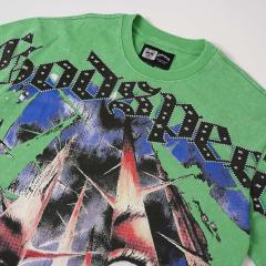 Broken Thorn Caged Eye Rhinestone Print Washed Tee 2 colors 29106668