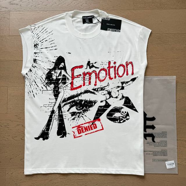Black And White Slim Beauty Silhouette Print Sleeveless T-shirt 29105630