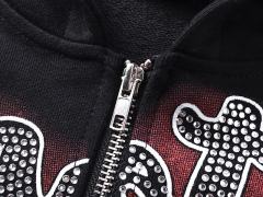 Archery Angel Oil Painting Rhinestone Zipper Print Washed Hoodie 29116529