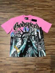 Face-Covering Statue of Liberty Print Washed Tee 2 colors 29098148