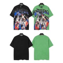 Broken Thorn Caged Eye Rhinestone Print Washed Tee 2 colors 29106668