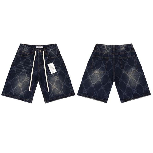 Vale Forever Vintage Diamond Pattern Loose Fit Denim Jorts