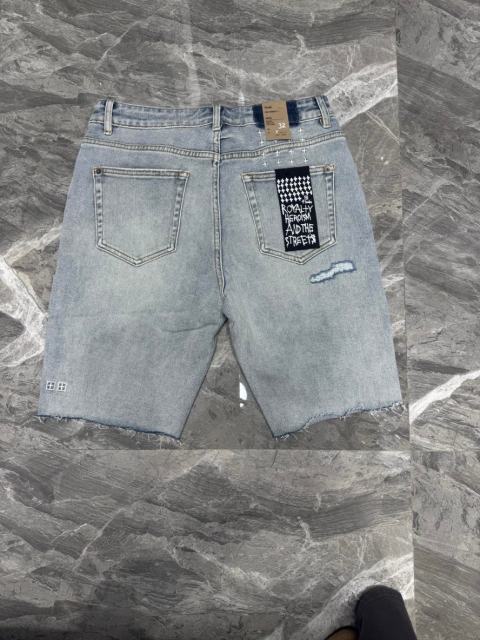 Ksubi Light Wash Distressed Denim Shorts