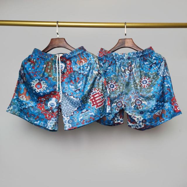 1:1 Top Quality Eric Emanuel EE Blue Persian Ethnic Print Mesh Casual Shorts