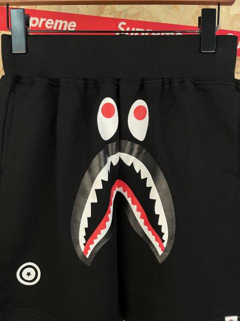 bape Solid Black Shark 3D Print Heavyweight Casual Shorts 29060660