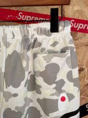 bape White Grey Camouflage Shark Print Drawstring Cotton Casual Shorts 29060761