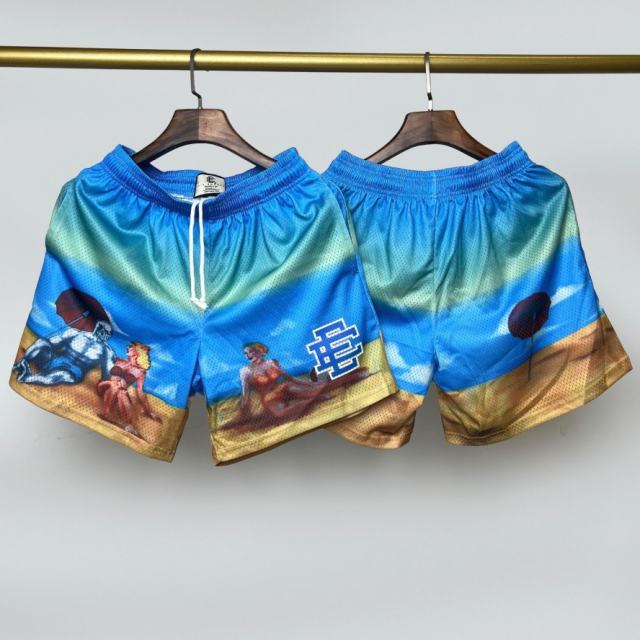 1:1 Top Quality Eric Emanuel EE Beach Pin-up Girl Gradient Mesh Casual Shorts