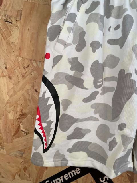 bape White Grey Camouflage Shark Print Drawstring Cotton Casual Shorts 29060761