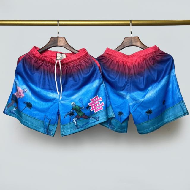 1:1 Top Quality Eric Emanuel EE Gradient Tennis Palm Tree Print Mesh Casual Shorts